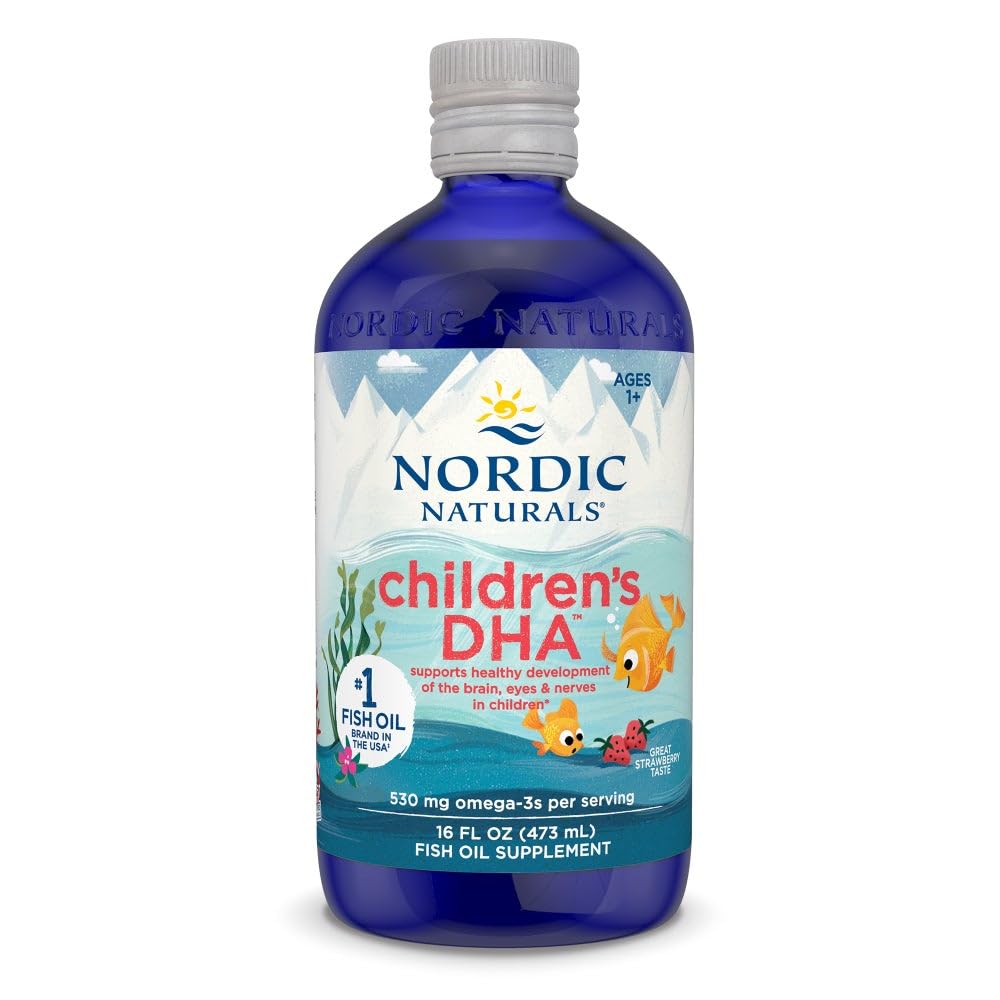 Nordic Naturals Children’s DHA, Strawberry - 16 oz for Kids - 530 mg Omega-3 with EPA & DHA - Brain Development & Function - Non-GMO - 192 Servings - Nirvana Guru