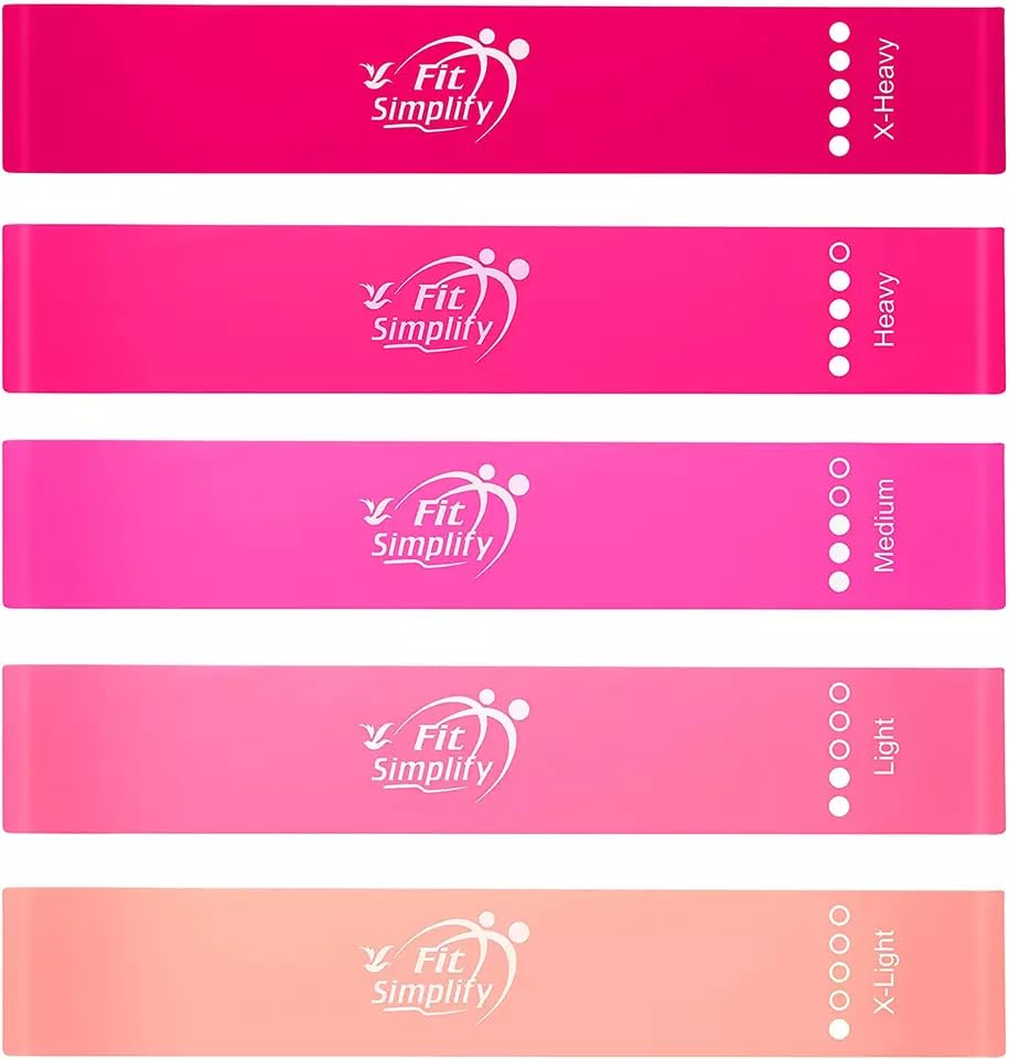 Fit Simplify Resistance Loop Exercise Bands with Instruction Guide and Carry Bag, Set of 5 Nirvana Guru