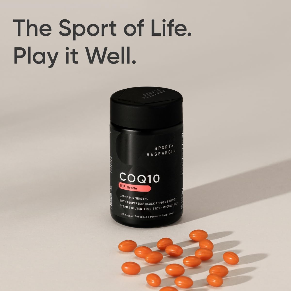 Sports Research CoQ10 200mg Capsules - Premium Coenzyme 10 Supplement with Coconut MCT Oil - Vegan Certified, Non-GMO Verified & Gluten Free - 90 Veggie Softgels - Nirvana Guru