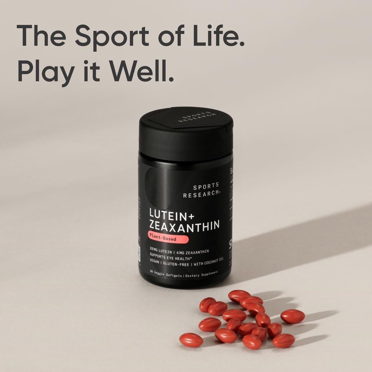 Sports Research Vegan Lutein + Zeaxanthin (20mg) with Organic Coconut Oil for Better Absorption - Supports Vision & Eye Health - Vegan Certified & Non-GMO Verified (120 Softgels) - Nirvana Guru