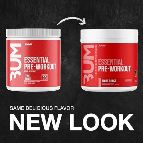 RAW Nutrition - Essential Pre - Chris Bumstead Pre Workout Formula, Sports Nutrition Pre-Workout Powders | Men & Womens Drink, Energy Powder for Working Out (Peach Mango)