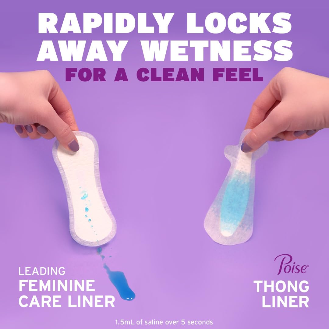 Poise Daily Liners, Incontinence Panty Liners, 2 Drop Very Light Absorbency, Regular Length, 48 Count of Pantiliners, Packaging May Vary