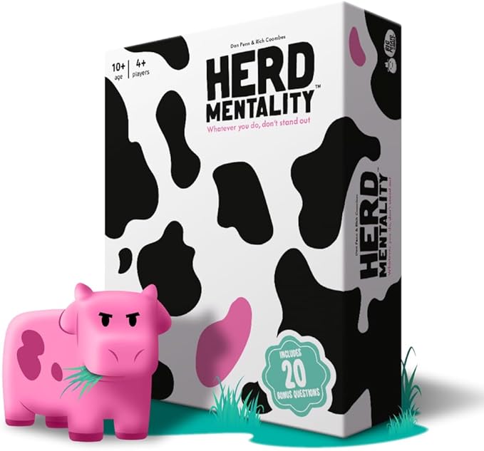 Herd Mentality: Udderly Funny Family Board Game | Easy & Fun for Big Groups of 4-20 Players | Includes 20 Extra Exclusive Questions Nirvana Guru