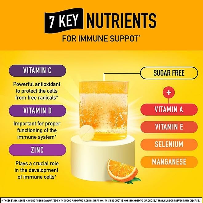 Generic Immune Support Vitamin c chewable Tablets Tablets - Boost Your Health with Airborne effervescent Tablets Zesty Orange Very Berry 36CT Each Combo 2PK Nirvana Guru
