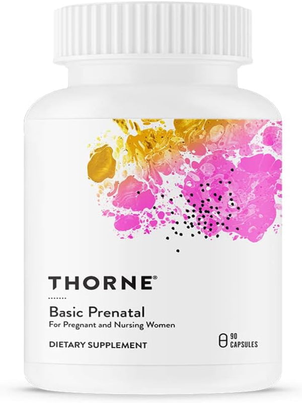 THORNE Basic Prenatal - Well-Researched Folate Multi for Pregnant and Nursing Women Includes 18 Vitamins and Minerals, Plus Choline - 90 Capsules - 30 Servings - Nirvana Guru