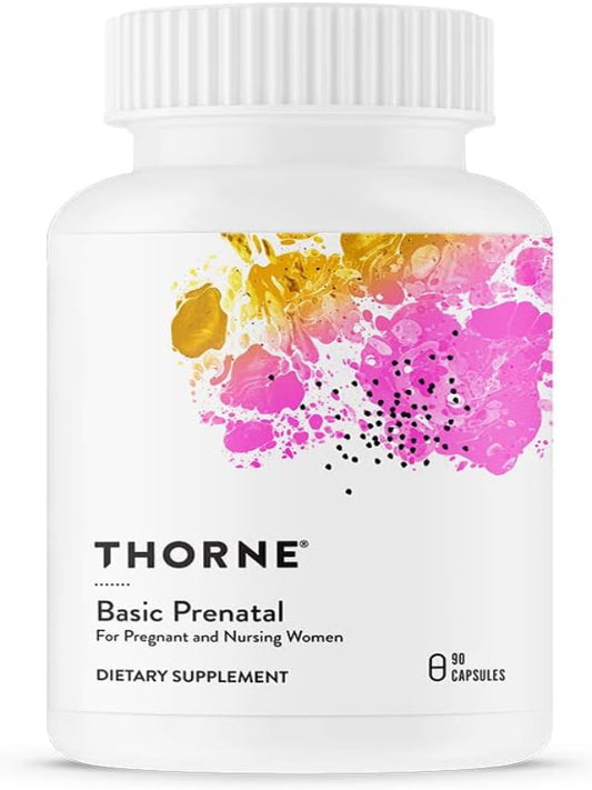 THORNE Basic Prenatal - Well-Researched Folate Multi for Pregnant and Nursing Women Includes 18 Vitamins and Minerals, Plus Choline - 90 Capsules - 30 Servings - Nirvana Guru