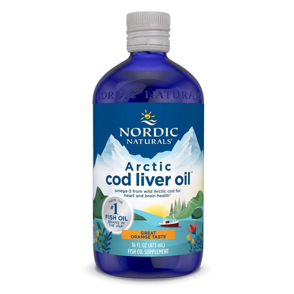 Nordic Naturals Arctic Cod Liver Oil, Orange - 16 oz - 1060 mg Total Omega-3s with EPA & DHA - Heart & Brain Health, Healthy Immunity, Overall Wellness - Non-GMO - 96 Servings - Nirvana Guru