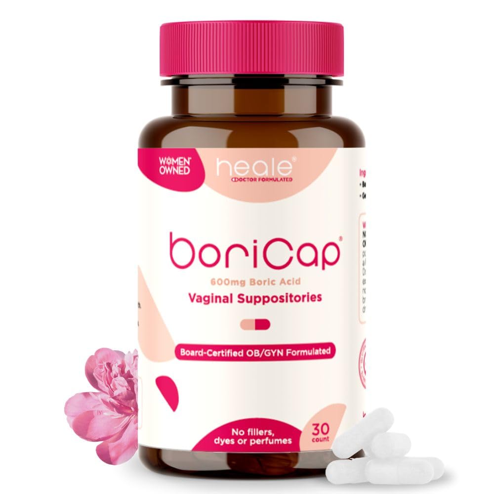 BoriCap - Boric Acid Suppositories for Women - 600 mg - Vaginal Health, Itch & Odor - Natural - Feminine Care - by Heale - Women Owned - Made in The USA - 90 Capsules