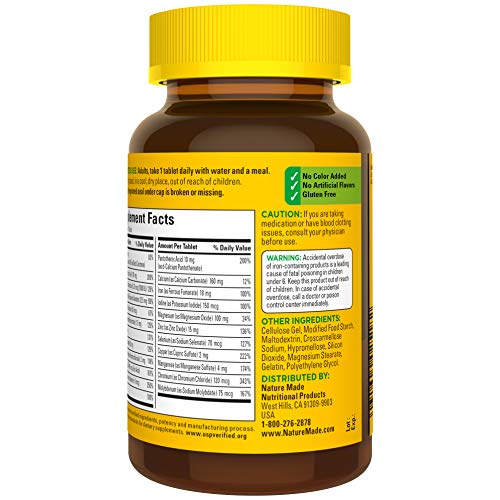 Nature Made Multivitamin Tablets with Iron, Multivitamin for Women and Men for Daily Nutritional Support, 130 Tablets, 130 Day Supply (Packaging May Vary) - Nirvana Guru