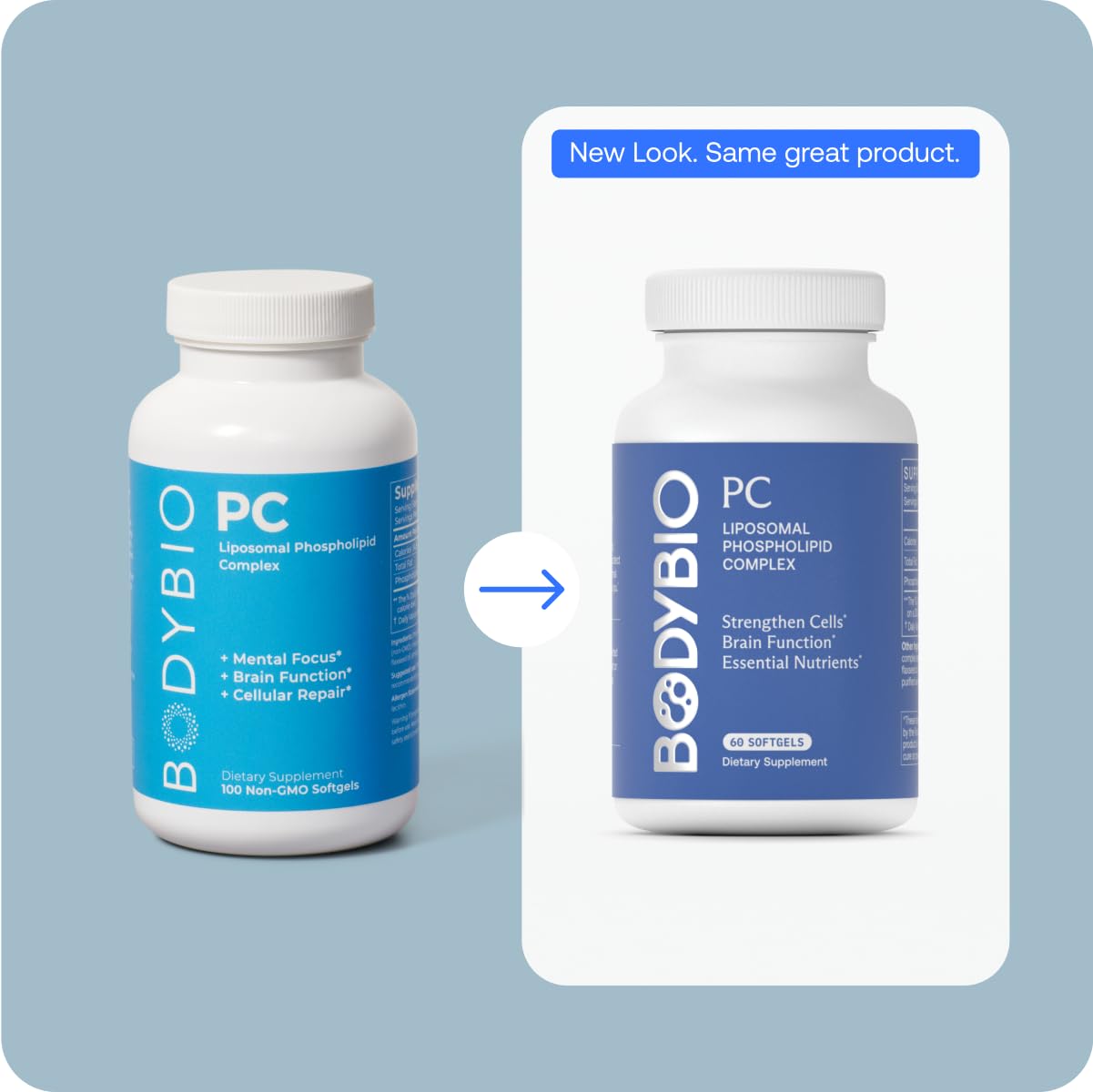BodyBio PC - Phosphatidylcholine for Brain Health, Mental Clarity, Cognitive Function, Cellular Repair & Healthy Aging, Phospholipid Complex Supplement for Gentle Daily Detox Nirvana Guru