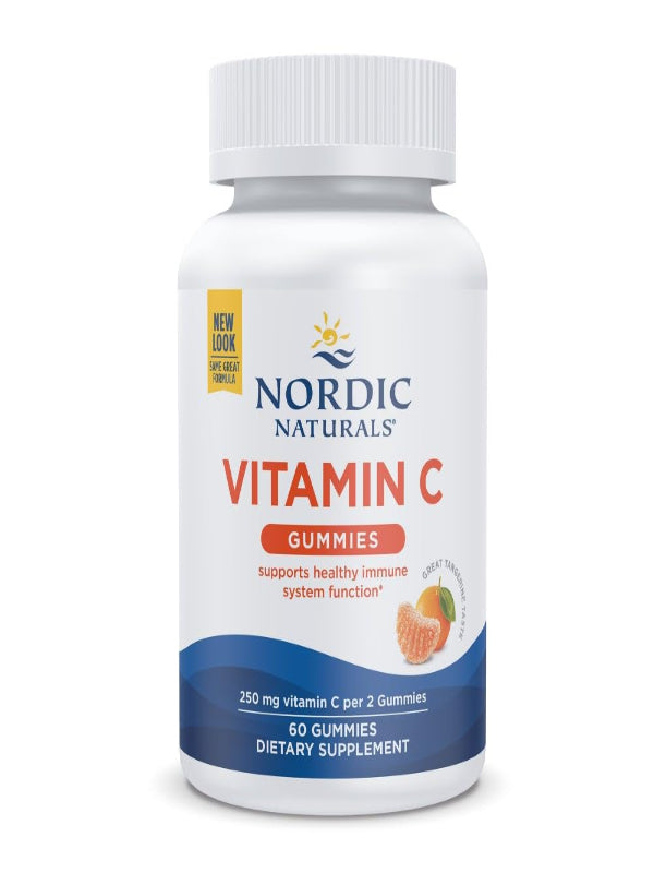 Nordic Naturals Vitamin C Gummies, Tart Tangerine - 120 Gummies - 250 mg Vitamin C - Immune Support, Antioxidant Protection, Child Growth & Development - Non-GMO, Vegan - 60 Servings - Nirvana Guru