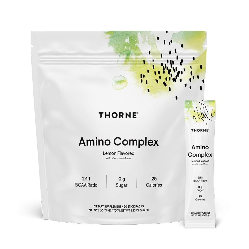 THORNE - Amino Complex - Clinically-Validated EAA and BCAA Powder for Pre or Post-Workout - Promotes Lean Muscle Mass & Energy Production* - NSF Certified for Sport - 30 Servings - 8.1 Oz - Lemon - Nirvana Guru