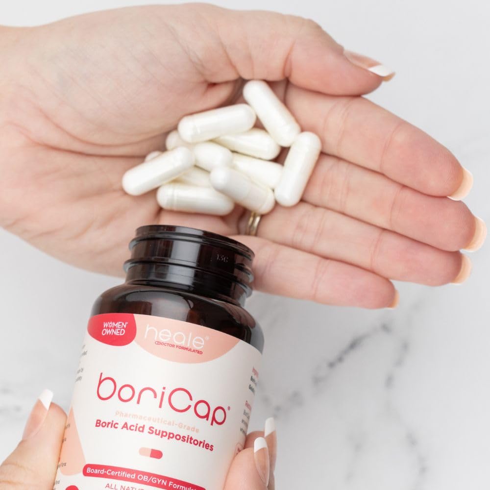 BoriCap - Boric Acid Suppositories for Women - 600 mg - Vaginal Health, Itch & Odor - Natural - Feminine Care - by Heale - Women Owned - Made in The USA - 90 Capsules