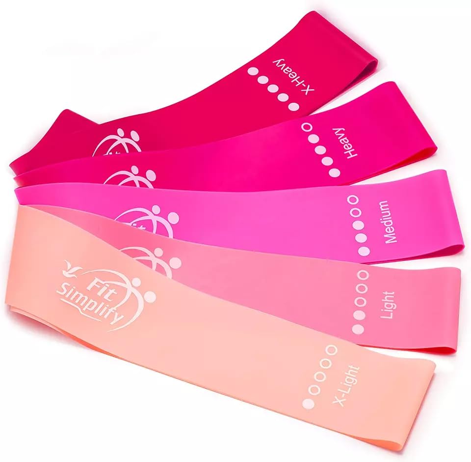 Fit Simplify Resistance Loop Exercise Bands with Instruction Guide and Carry Bag, Set of 5 Nirvana Guru