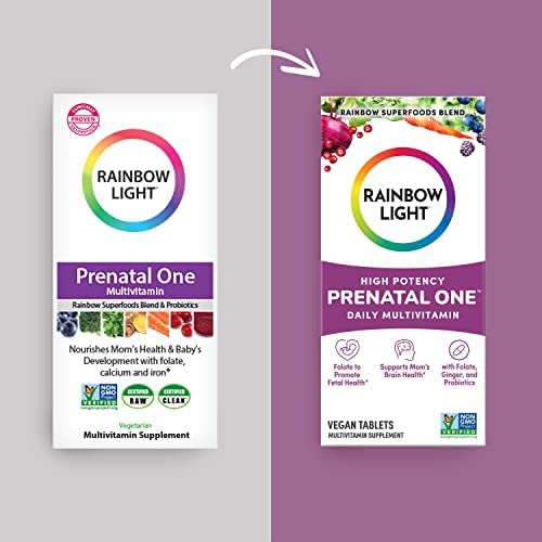 Rainbow Light Prenatal One High Potency Daily Multivitamin with Folate, Ginger and Probiotics; Supports Mom and Baby from Conception to Nursing; Vegan, 150 Tablets,* Pack May Vary Nirvana Guru