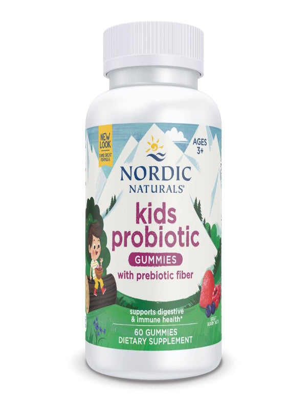 Nordic Naturals Kids Nordic Flora Probiotic Gummies, Merry Berry Punch - 60 Gummies - 1.5 Billion CFU & Prebiotic Fiber - Non-GMO, Vegan - 30 Servings - Nirvana Guru