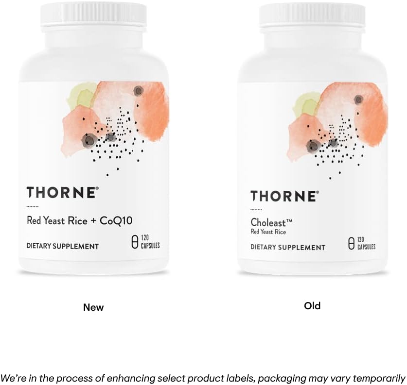 THORNE Red Yeast Rice + CoQ10 - Maintain Healthy Cholesterol Levels and Supports Cardiovascular Health* - Gluten-Free, Dairy-Free - 120 Capsules - Nirvana Guru