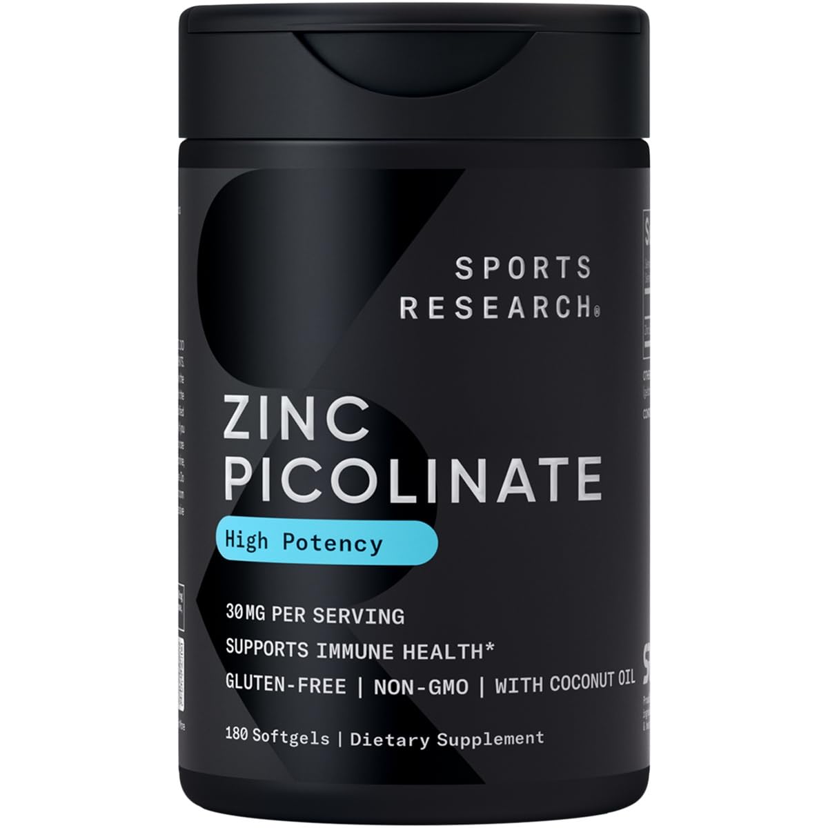 Sports Research Zinc Picolinate 50mg with Organic Coconut Oil | Highly Absorbable Zinc Supplement for Healthy Immune Function - Non-GMO Verified, Gluten & Soy Free (60 Liquid Softgels) - Nirvana Guru
