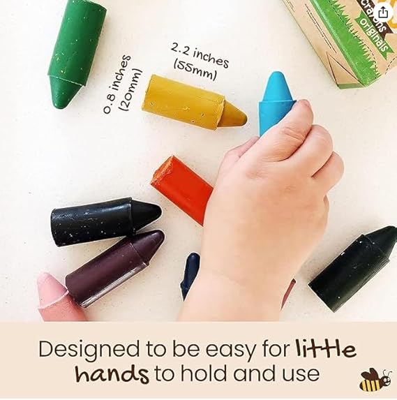 Honeysticks 100% Pure Beeswax Crayons (12 Pack) - Non Toxic Crayons, Safe for Babies and Toddlers, for 1 Year Plus, Handmade in New Zealand with Natural Beeswax, Food-Grade Colors, Eco-Friendly nirvanaguru