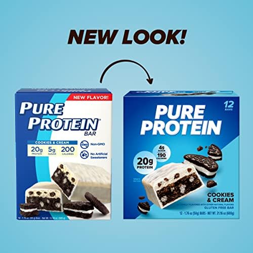 Pure Protein Bars, High Protein, Nutritious Snacks to Support Energy, Low Sugar, Gluten Free, Chocolate Deluxe, 1.76 oz., 12 Count(Pack of 1) (Packaging may vary)