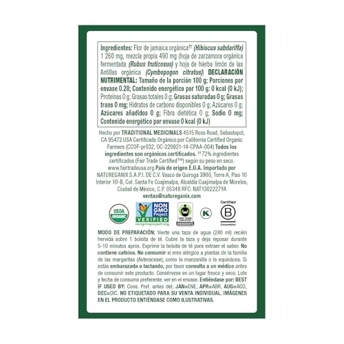 Traditional Medicinals - Organic Hibiscus Herbal Tea (6 Pack) - Supports Heart Health - 96 Tea Bags Total - Nirvana Guru