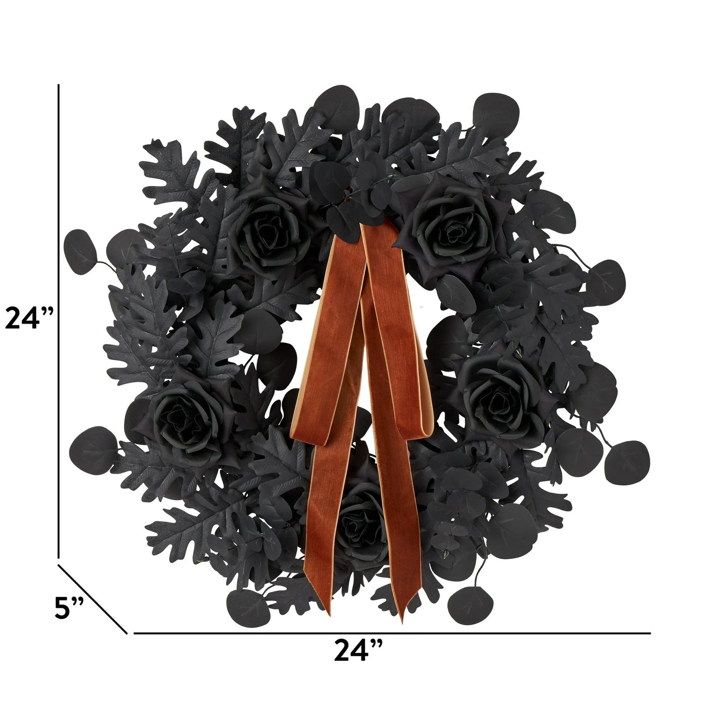 Oak Leaves and Roses Wreath, Black, 24", Halloween by Way To Celebrate nirvanaguru