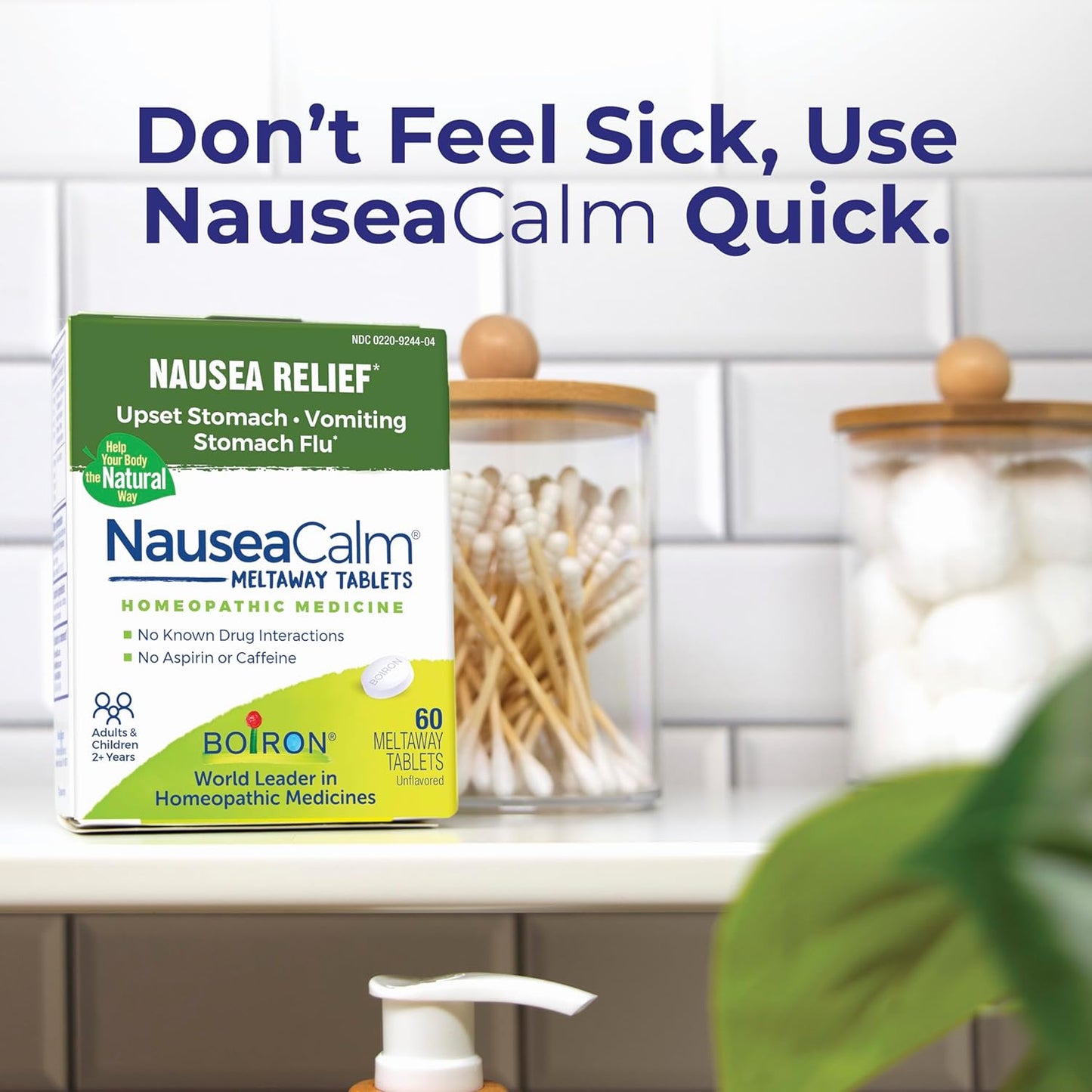 Boiron NauseaCalm Relief for Upset Stomach, Nausea, and Vomiting Due to Stomach Flu, Overindulgence, or Motion Sickness - Non-Drowsy - 60 Count - Nirvana Guru
