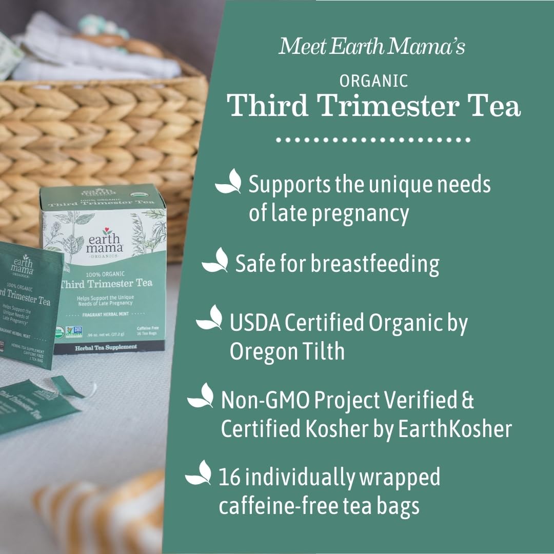 Earth Mama Organic Third Trimester Tea Bags | 100% USDA Organic Herbal Tea for Late Pregnancy Comfort + Childbirth Preparation, 16 Teabags Per Box (2-Pack) Nirvana Guru
