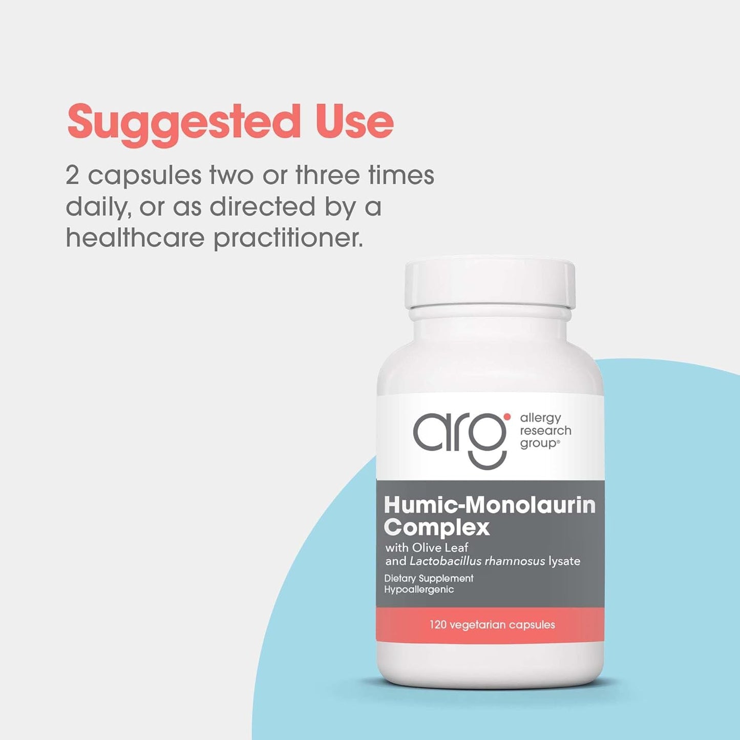 Allergy Research Group Humic-Monolaurin Complex - Immune System Support, Humic Acid Supplements, with Olive Leaf, Vegetarian Capsules - 120 Count Nirvana Guru