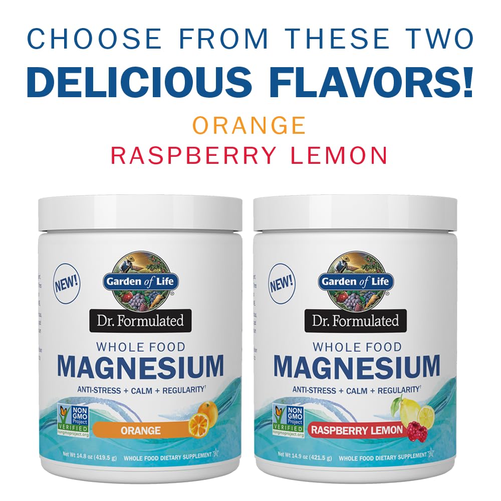 Garden of Life Whole Food Magnesium Powder, 421.5g - Raspberry Lemon, Vegan, Gluten & Sugar Free - Nirvana Guru