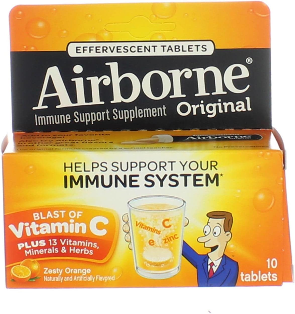 Airborne Effervescent Tablets Zesty Orange - 10 ct, Pack of 5 Nirvana Guru