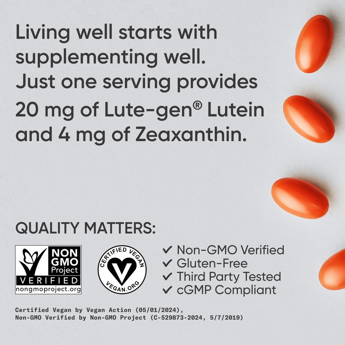 Sports Research Vegan Lutein + Zeaxanthin (20mg) with Organic Coconut Oil for Better Absorption - Supports Vision & Eye Health - Vegan Certified & Non-GMO Verified (120 Softgels) - Nirvana Guru
