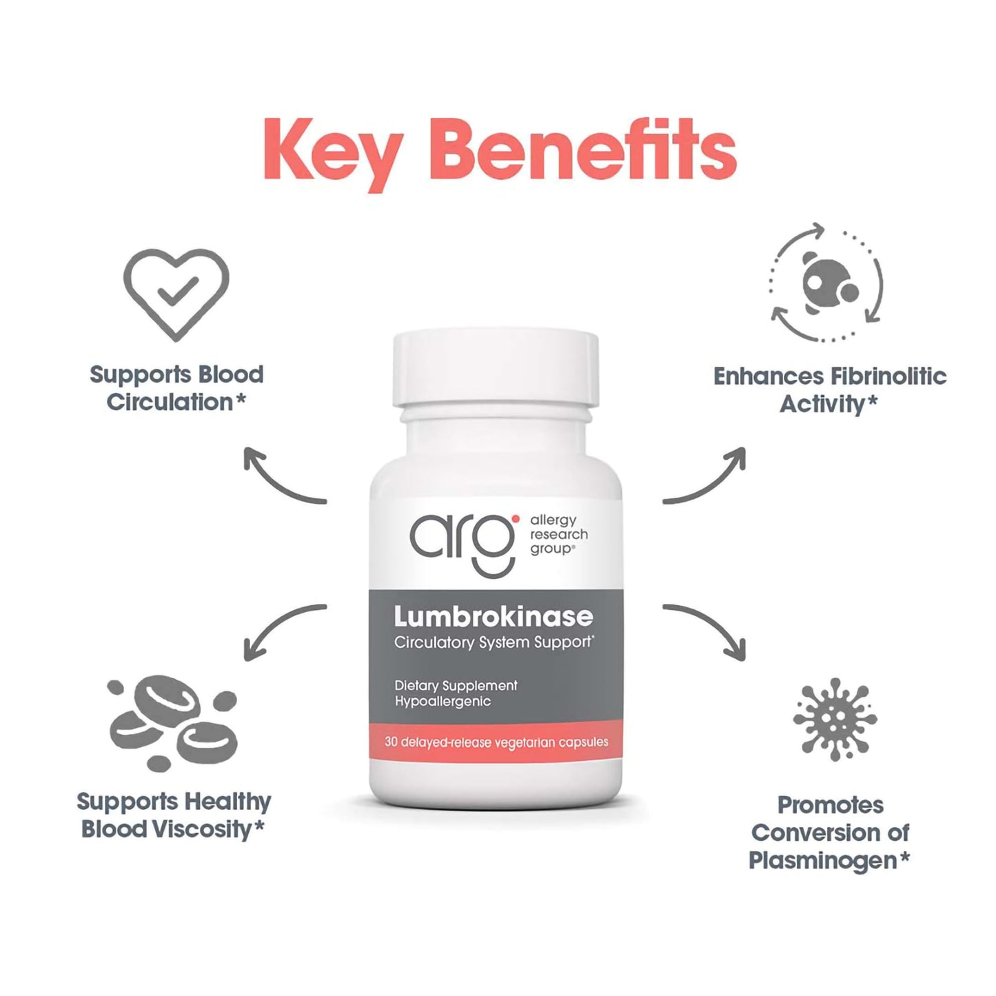 Allergy Research Group Lumbrokinase Supplement - Enzyme for Circulatory System Support, Supports Blood Circulation Already in The Normal Range, Cardiovascular Health - 60 Vegetarian Capsules Nirvana Guru
