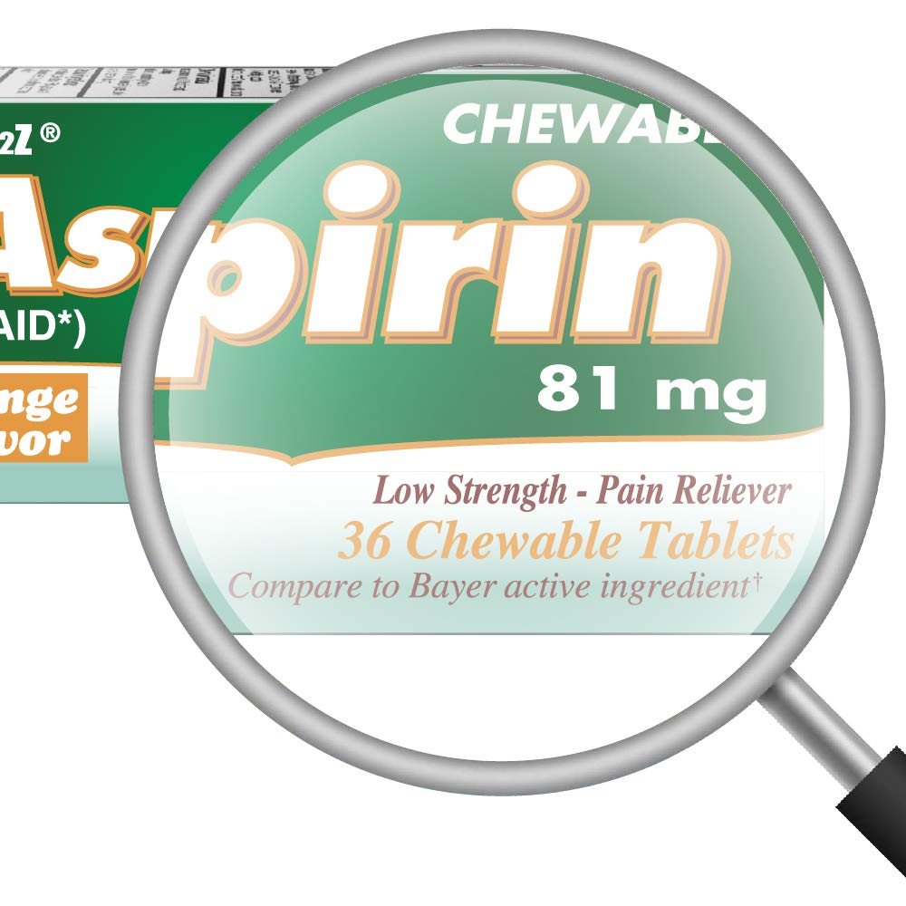 HealthA2Z® Aspirin 81 mg | Low Strength | Enteric Coated | Pain Relief | Reduces Minor Aches Muscle Pain & Cramps | Fever Reducer | Reduces Headache (365 Counts)