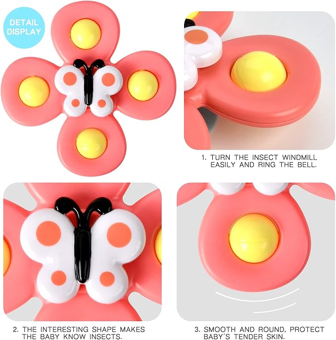 3PCS Suction Cup Spinner Toys for 1 2 Year Old Boys Spinning Toys Baby Toys 12-18 Months Sensory Toys for Toddlers 1-3 Easter Basket Stuffers Gifts for 1 Year Old Girls nirvanaguru