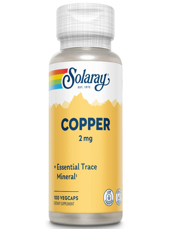 Solaray Copper 2 mg | Healthy Red Blood Cell Formation, Immune and Nerve Function Support | Non-GMO | 100ct Nirvana Guru
