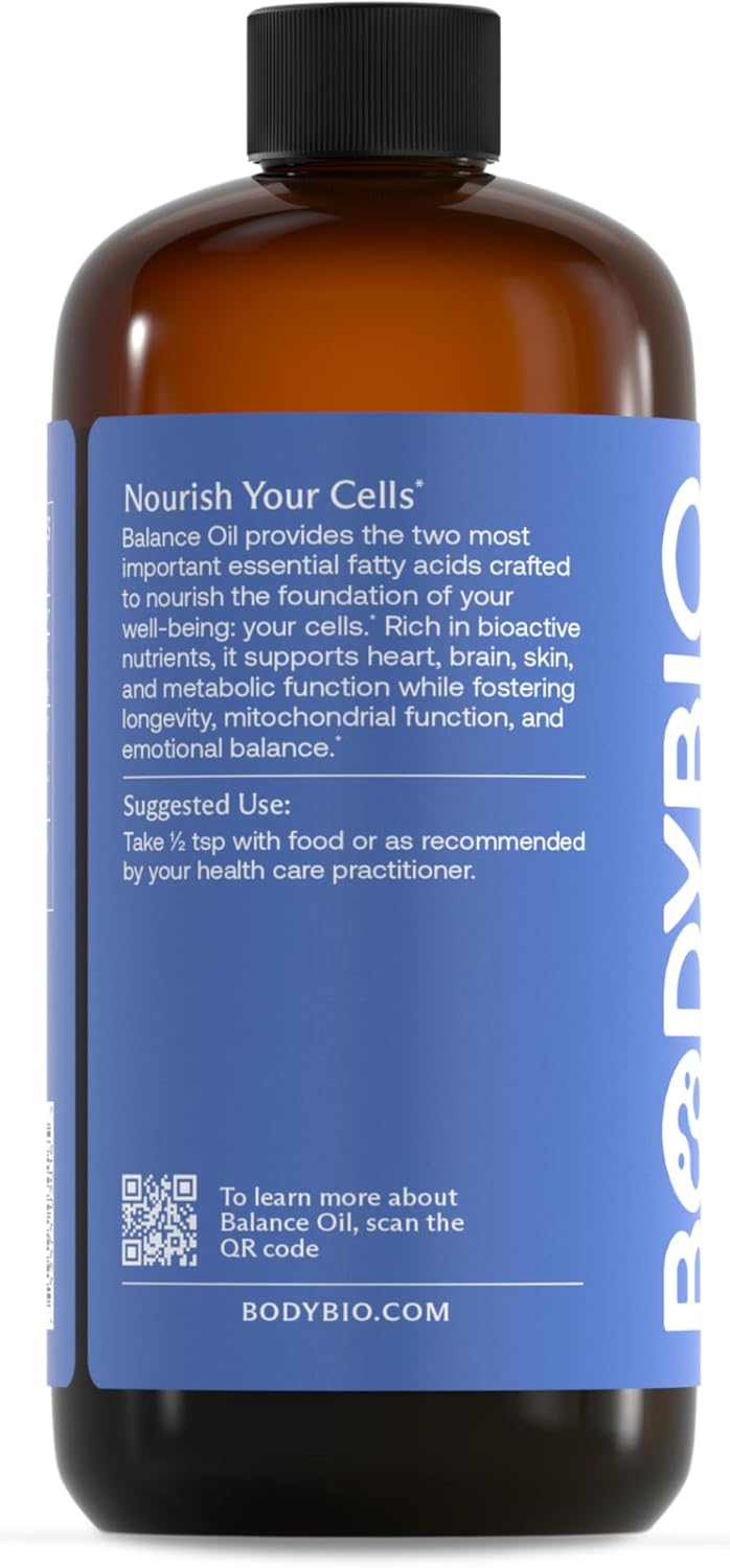 BodyBio Balance Oil - Vegan Omega 3 6 Supplement – Cold-Pressed Safflower & Flaxseed Oil – Supports Brain Function, Healthy Skin, and Mood Nirvana Guru