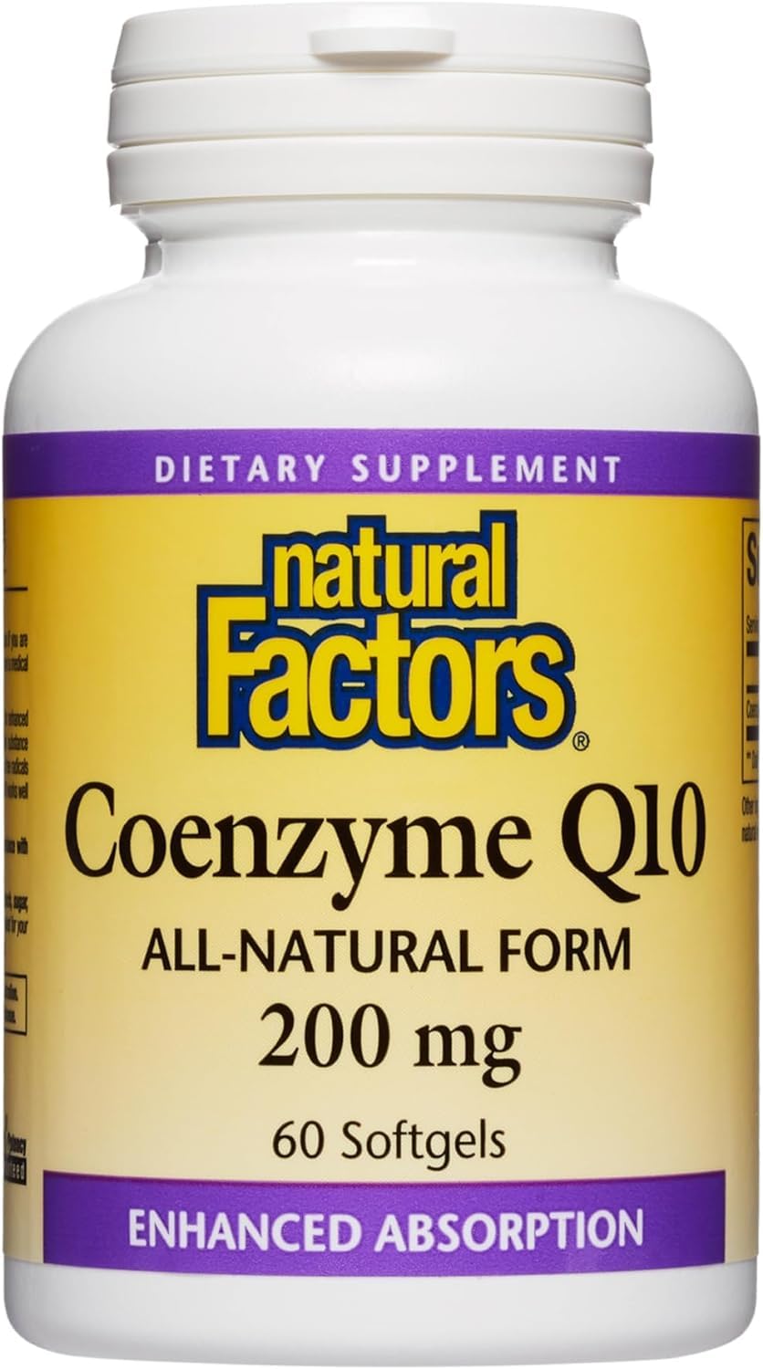 Natural Factors Coenzyme Q10 100 mg, Natural Coenzyme Q10 Supplement for Energy, Heart and Cognitive Support, 120 Softgels - Nirvana Guru