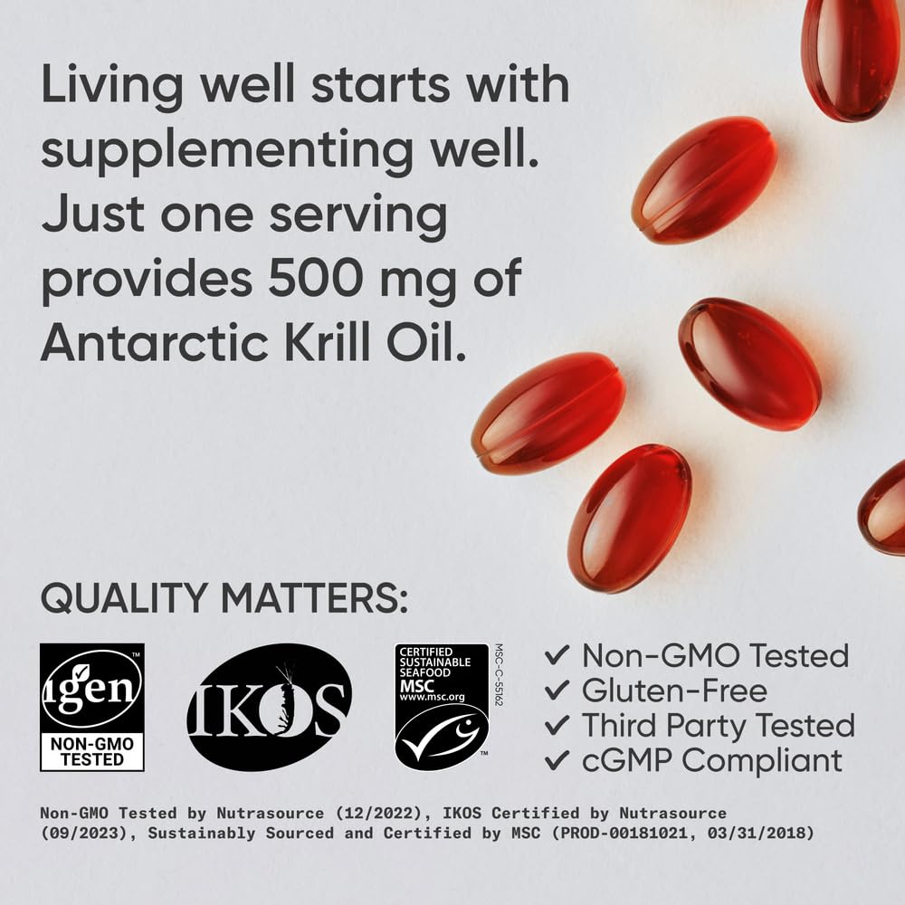 Sports Research® Omega-3 Krill Oil 500mg - Pure Antarctic Superba Krill with Phospholipids, Choline & Astaxanthin - MSC Certified Sustainable, Non-GMO & Gluten Free - 120 Mini-Gels - Nirvana Guru