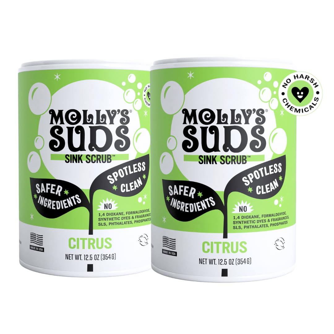 Molly's Suds Sink and All Purpose SCRUB | Gently Removes Stains, Scrubs Away Grease & Gime, Buffs out Scratches | Plant and Mineral Based | 2 Pack, Beach Scent Nirvana Guru