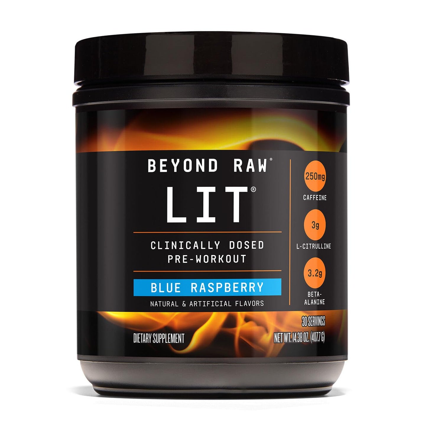 BEYOND RAW LIT Pre Workout Powder Supplement for Men and Women, Energy, Focus, Endurance, Pumps, Nitric Oxide Boost, 250mg Caffeine, Creatine, Beta Alanine, Gummy Worm, 30 Servings Nirvana Guru