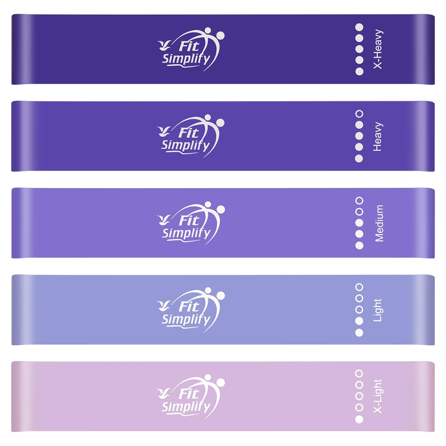 Fit Simplify Resistance Loop Exercise Bands with Instruction Guide and Carry Bag, Set of 5 Nirvana Guru