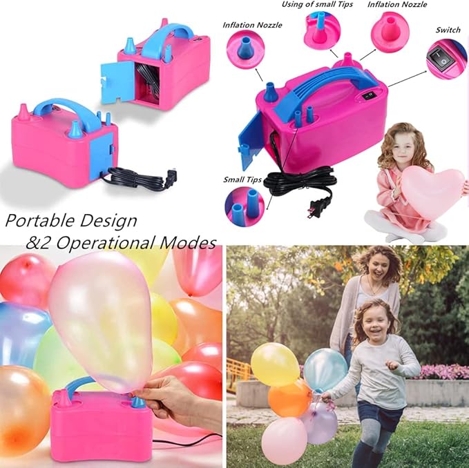Balloon Pump, Portable Dual Nozzle Ballon Inflator Pump for Balloons 110V 600W Electric Air Pump Blower, Balloon Arch kit &Balloon Garland kit, Balloons for Parties/Birthday Balloons Set nirvanaguru