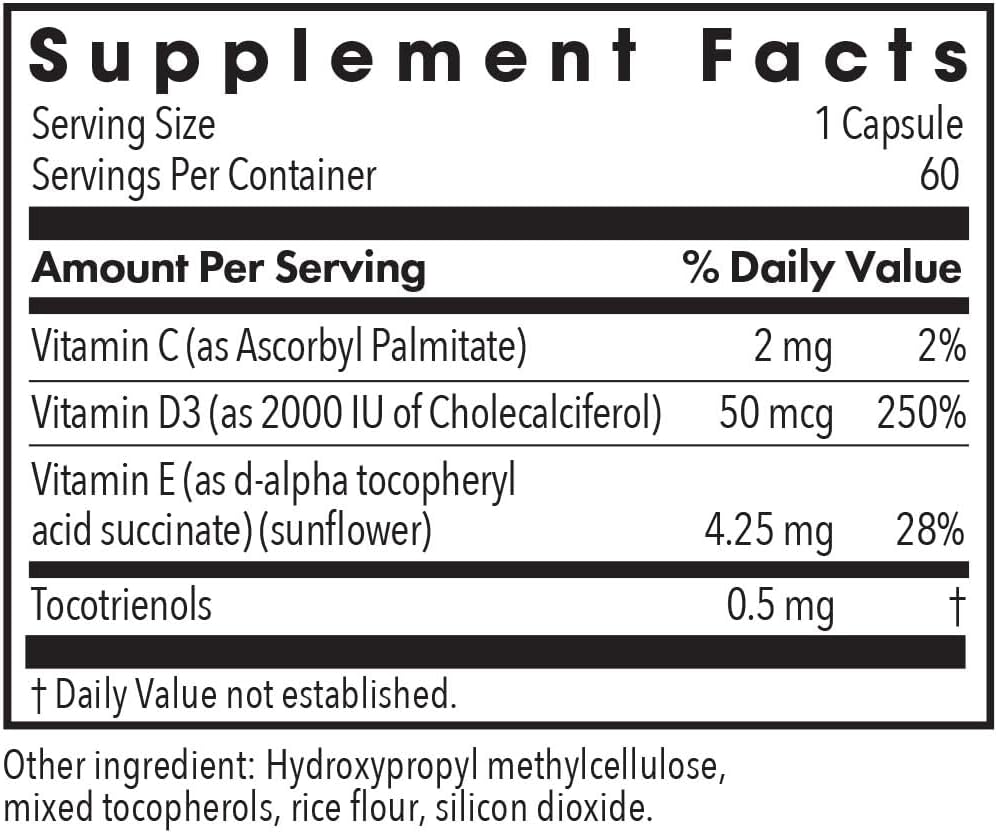 Allergy Research Group Super D3 Dietary Supplement - Bone & Immune Support, Cholecalciferol with C & E, Vegetarian Capsules, Gluten Free - 60 Count Nirvana Guru
