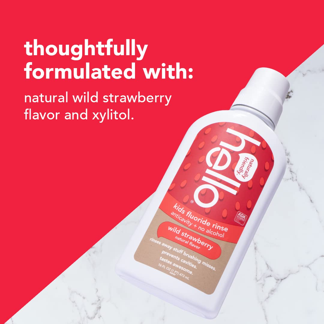 Hello Natural Watermelon Flavor Kids Fluoride Free Rinse, Alcohol Free, Vegan, SLS Free, Mouthwash for Kids Age 6 and Up, 16 Fl Oz (Pack of 3) Nirvana Guru