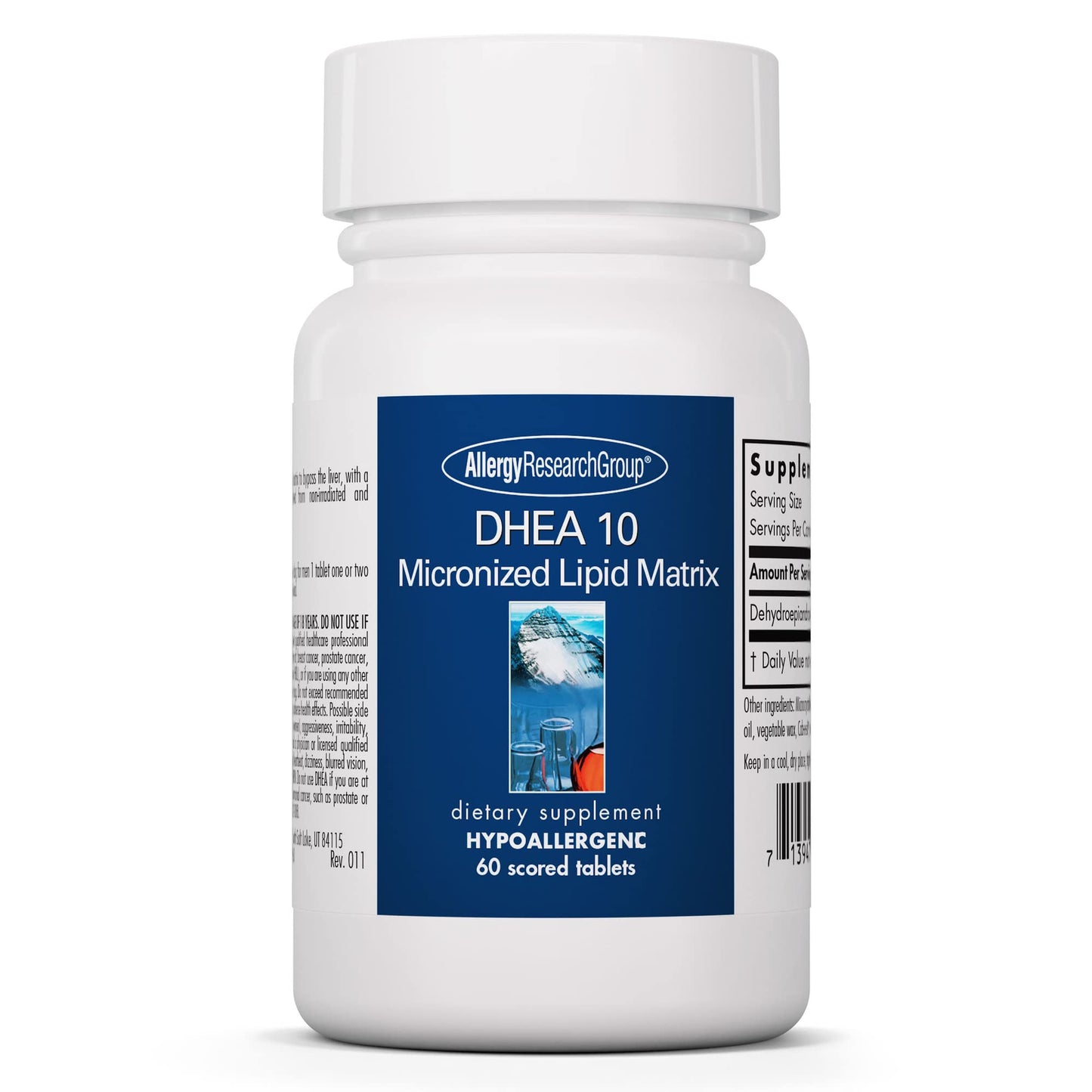 Allergy Research Group DHEA 25mg Supplement - Hormone Support for Men & Women, Micronized Lipid Matrix, Hypoallergenic, Soy-Free, Scored Tablets - 60 Count Nirvana Guru