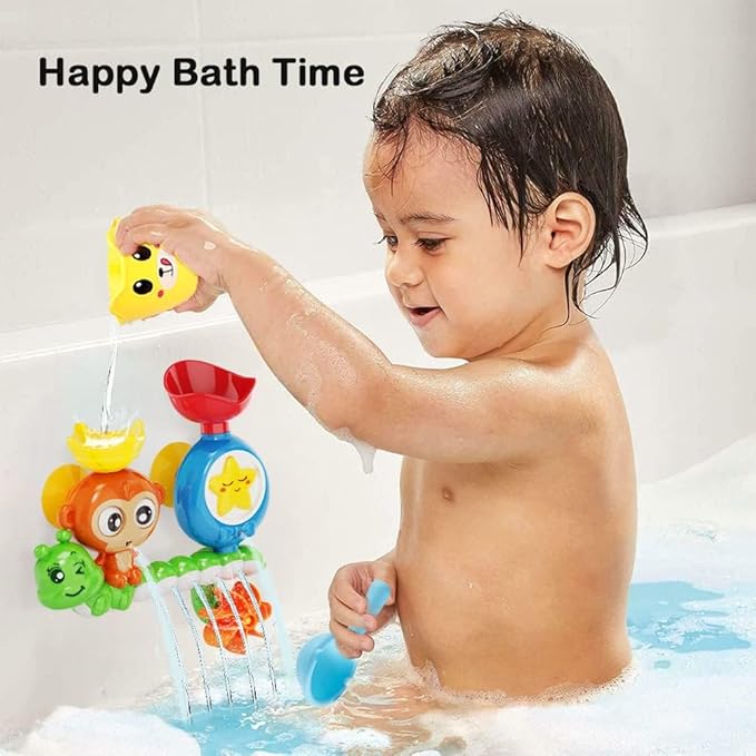 G-WACK Bath Toys for Toddlers Age 1 2 3 Year Old Girl Boy, Preschool New Born Baby Bathtub Water Toys, Durable Interactive Multicolored Infant Toy, Lovely Monkey Caterpillar,2 Strong Suction Cups nirvanaguru