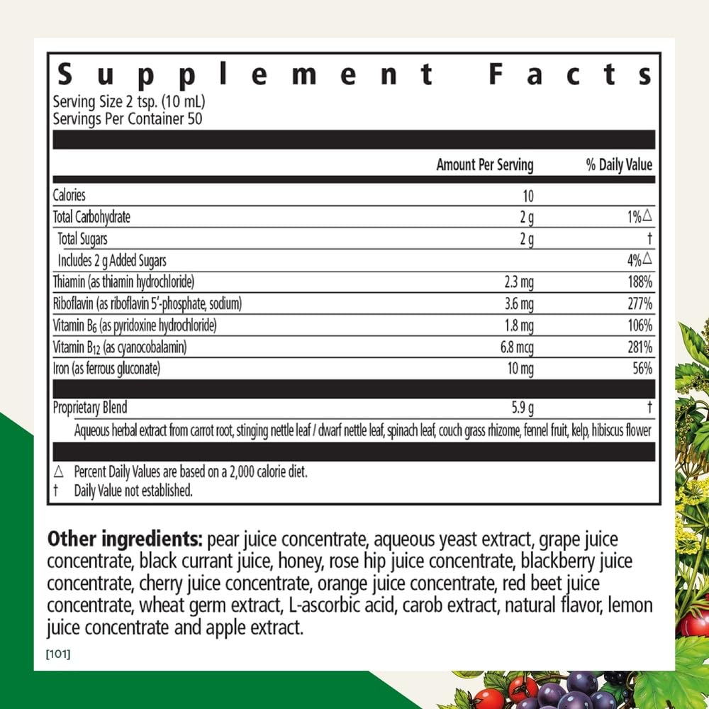 Floradix by Salus Iron & Herbs - Liquid Herbal Supplement for Energy Support* - Iron Supplement with Vitamin C & B Complex Vitamins - for Men & Women - 8.5 Fl Oz Nirvana Guru