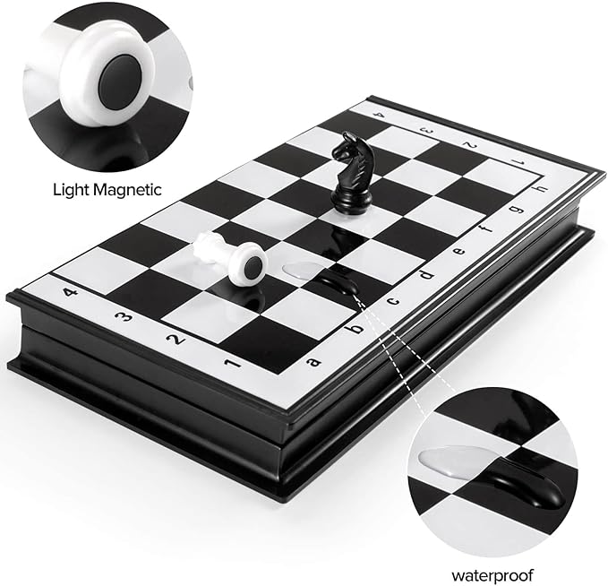 Chess Sets Travel Board Games: Magnetic Folding Chess Board with Instructions Teen Gifts Family Games Educational Toys for Kids and Adults 9.5 Inch nirvanaguru