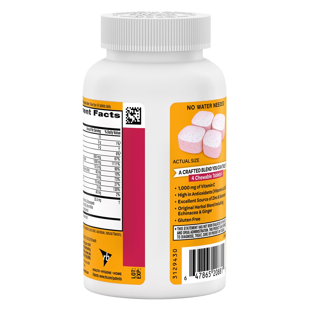 Airborne 1000mg Vitamin C + Zinc Immune Support Supplement Chewable Tablets, Very Berry Flavor with Powerful Antioxidants Vitamins A C & E, 116 Chewable Tablets (2 Pack) Nirvana Guru